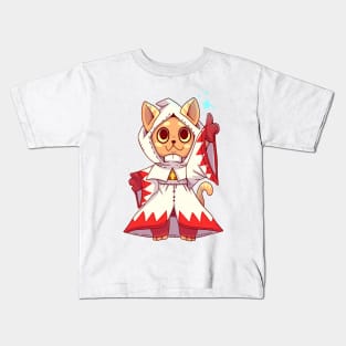 White mage Fantasy Cat Kids T-Shirt